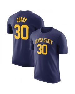 Men's Golden State Warriors #30 Stephen Curry Navy 2022/23 Statement Edition Name & Number T-Shirt