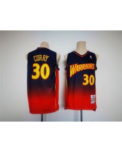 Men's Golden State Warriors #30 Stephen Curry Navy/Red Throwback Stitched Jersey