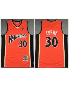Men's Golden State Warriors #30 Stephen Curry Orange 2009-10 Throwback Stitched Jersey
