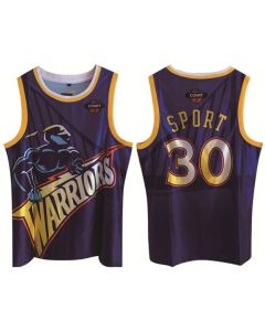Men's Golden State Warriors #30 Stephen Curry Purple Print Basketball Jersey