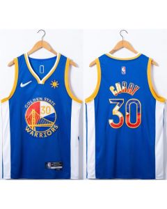 Men's Golden State Warriors #30 Stephen Curry Royal 75th Anniversary Stitched Jersey