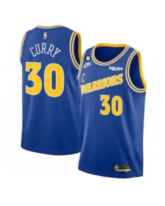 Men's Golden State Warriors #30 Stephen Curry Royal With No.6 Patch Stitched Jersey