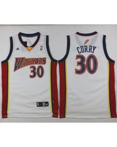 Men's Golden State Warriors #30 Stephen Curry White Throwback NBA Jersey