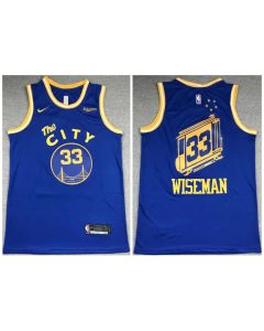 Men's Golden State Warriors #33 James Wiseman 2020-2021 Blue Dri-FIT Hardwood Classic Stitched Jersey