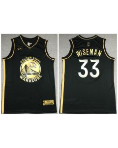 Men's Golden State Warriors #33 James Wiseman Black Gold Edition Stitched Jersey