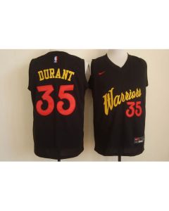 Men's Golden State Warriors #35 Kevin Durant Black and Red Stitched NBA Jersey