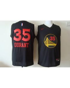 Men's Golden State Warriors #35 Kevin Durant Black With Red Fashion Stitched NBA Jersey