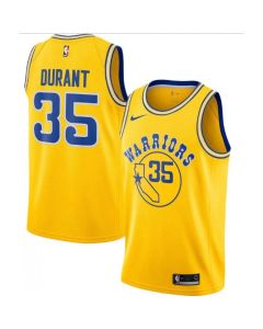 Men's Golden State Warriors #35 Kevin Durant Gold Statement Edition Swingman Stitched Jersey