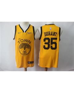Men's Golden State Warriors #35 Kevin Durant Yellow 2018/19 Earned Edition Swingman Stitched NBA Jersey