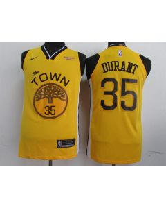Men's Golden State Warriors #35 Kevin Durant Yellow 2019 Earned Edition Swingman Stitched NBA Jersey