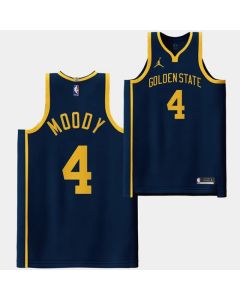 Men's Golden State Warriors #4 Moses Moody Navy Stitched Basketball Jersey