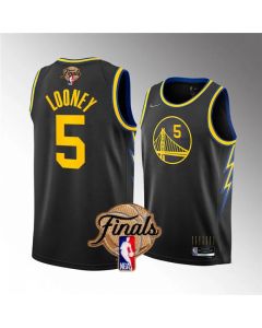 Men's Golden State Warriors #5 Kevon Looney 2022 Black NBA Finals Stitched Jersey
