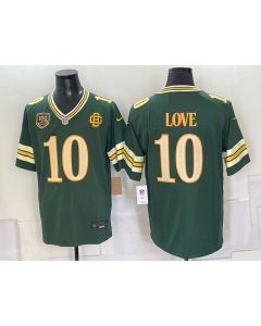 Men's Green Bay Packers #10 Jordan Love Green With Patch 2026 Rivalries Collection Game Jersey (2026)