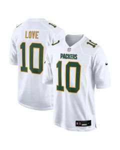 Men's Green Bay Packers #10 Jordan Love Tundra White Fashion Game Jersey