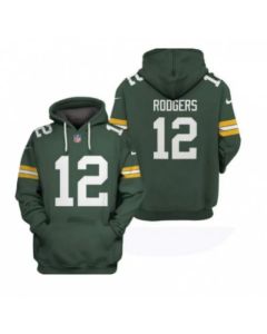 Men's Green Bay Packers #12 Aaron Rodgers 2021 Green Pullover Hoodie (Green)