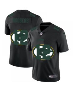Men's Green Bay Packers #12 Aaron Rodgers Black Shadow Logo Limited Stitched Jersey