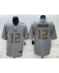 Men's Green Bay Packers #12 Aaron Rodgers Gray Atmosphere Fashion Stitched Jersey