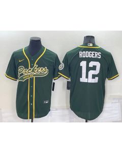 Men's Green Bay Packers #12 Aaron Rodgers Green Cool Base Stitched Baseball Jersey (Green)