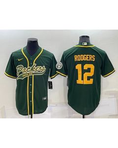 Men's Green Bay Packers #12 Aaron Rodgers Green Cool Base Stitched Baseball Jersey