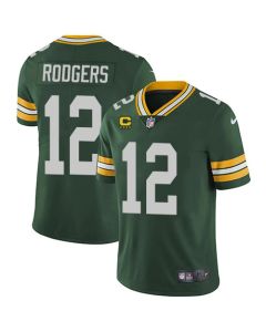 Men's Green Bay Packers #12 Aaron Rodgers Green With 4-star C Patch Green Vapor Untouchable Limited Stitched Jersey
