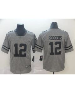 Men's Green Bay Packers #12 Aaron Rodgers Grey Stitched NFL Jersey