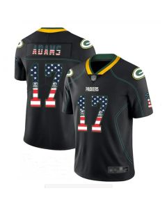 Men's Green Bay Packers #17 Davante Adams Black USA Flag Color Rush Fashion Stitched NFL Jersey