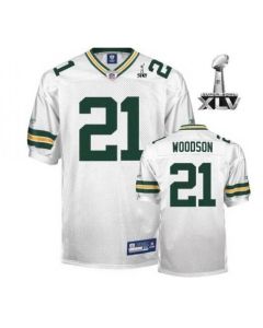 Men's Green Bay Packers #21 Charles Woodson White With SB Stitched NFL Jersey