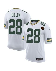Men's Green Bay Packers #28 A. J. Dillon White 2025 New With John Madden Patch Vapor Untouchable Limited Jersey (Green White)