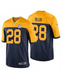Men's Green Bay Packers #28 AJ Dillon Navy/Gold 100th Season Limited Stitched Jersey