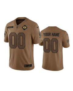 Men's Green Bay Packers Active Player Custom Brown 2023 Salute To Service Limited Stitched Jersey