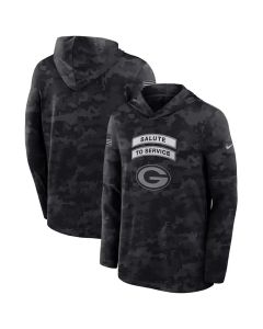 Men's Green Bay Packers Black 2026 Salute to Service Sideline Lightweight Dri-FIT Long Sleeve Top Hoodie