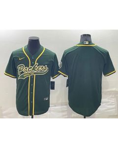 Men's Green Bay Packers Blank Green Cool Base Stitched Baseball Jersey
