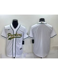 Men's Green Bay Packers Blank White Cool Base Stitched Baseball Jersey