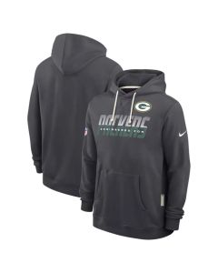 Men's Green Bay Packers Charcoal Sideline Standard Issue Top Prospect Dri-FIT Hoodie (Green Charcoal)
