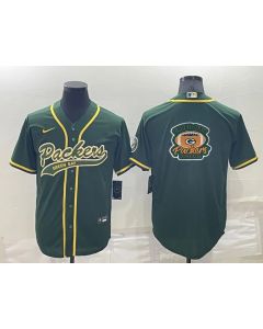 Men's Green Bay Packers Green Team Big Logo With Patch Cool Base Stitched Baseball Jersey