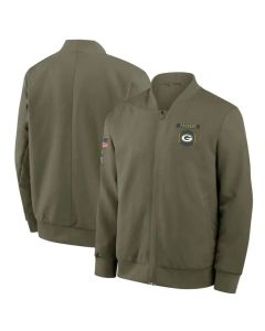 Men's Green Bay Packers Olive 2025 Salute to Service Sideline Full-Zip Bomber Jacket (Green Olive)