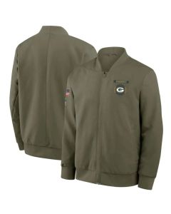 Men's Green Bay Packers Olive 2025 Salute to Service Sideline Full-Zip Bomber Jacket (Style 2)