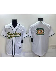 Men's Green Bay Packers White Team Big Logo With Patch Cool Base Stitched Baseball Jersey