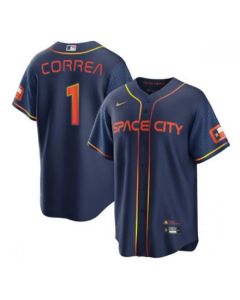Men's Houston Astros #1 Carlos Correa 2022 Navy City Connect Cool Base Stitched Jersey