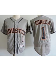 Men's Houston Astros #1 Carlos Correa Gray Elite Stitched MLB Jersey (Gray)