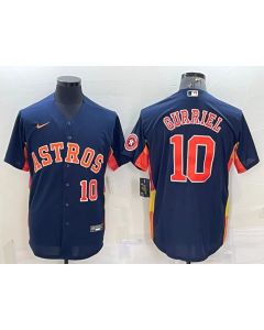 Men's Houston Astros #10 Yuli Gurriel Navy With Patch Cool Base Stitched Jersey (Navy)