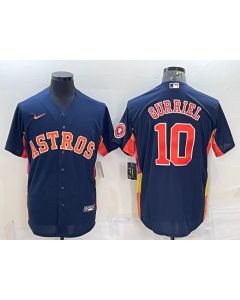 Men's Houston Astros #10 Yuli Gurriel Navy With Patch Cool Base Stitched Jersey