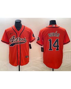 Men's Houston Astros #14 Mauricio Dubon Orange With Patch Cool Base Stitched Baseball Jersey