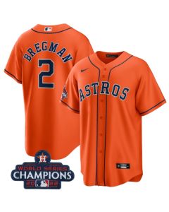 Men's Houston Astros #2 Alex Bregman Orange 2022 World Series Champions Stitched Baseball Jersey