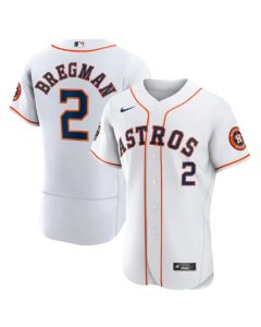 Men's Houston Astros #2 Alex Bregman White 2022 World Series Flex Base Stitched Baseball Jersey