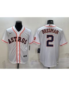 Men's Houston Astros #2 Alex Bregman White With Patch Cool Base Stitched Jersey (Style 2)