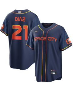 Men's Houston Astros #21 Yainer Diaz Navy Home Replica Jersey (Navy)