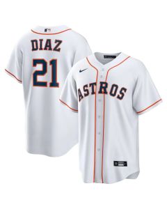 Men's Houston Astros #21 Yainer Diaz White Home Replica Jersey (Style 2)