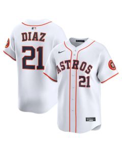 Men's Houston Astros #21 Yainer Diaz White Home Replica Jersey (White)