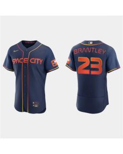 Men's Houston Astros #23 Michael Brantley 2022 Navy City Connect Flex Base Stitched Baseball Jersey (Navy)